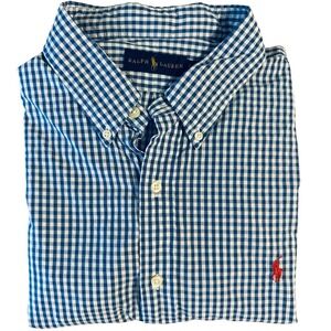 Ralph Lauren Gingham Button Down Short Sleeve Shirt Classic Fit Size XXL